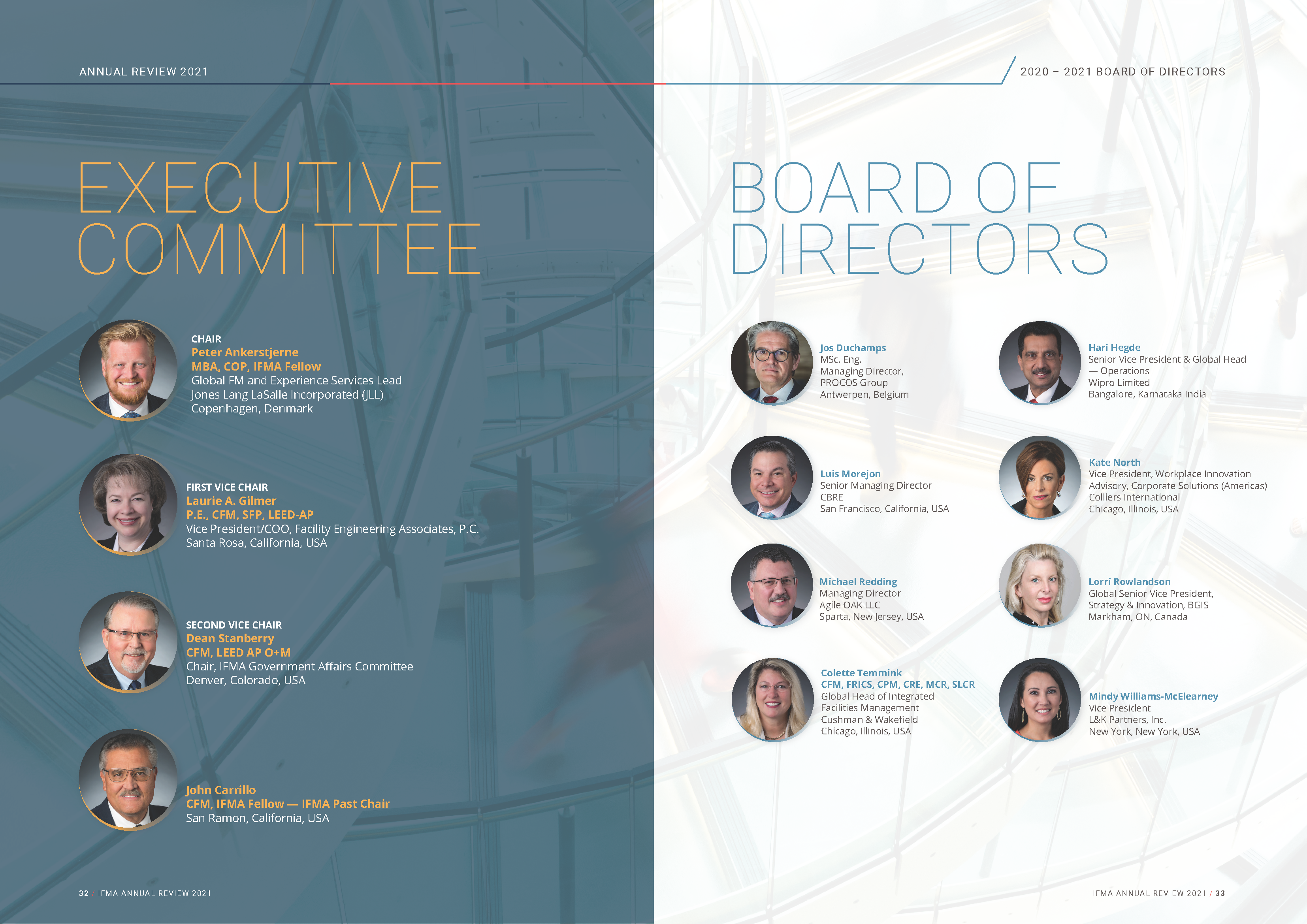 IFMA's Executive Committee & Board of Directors 2021